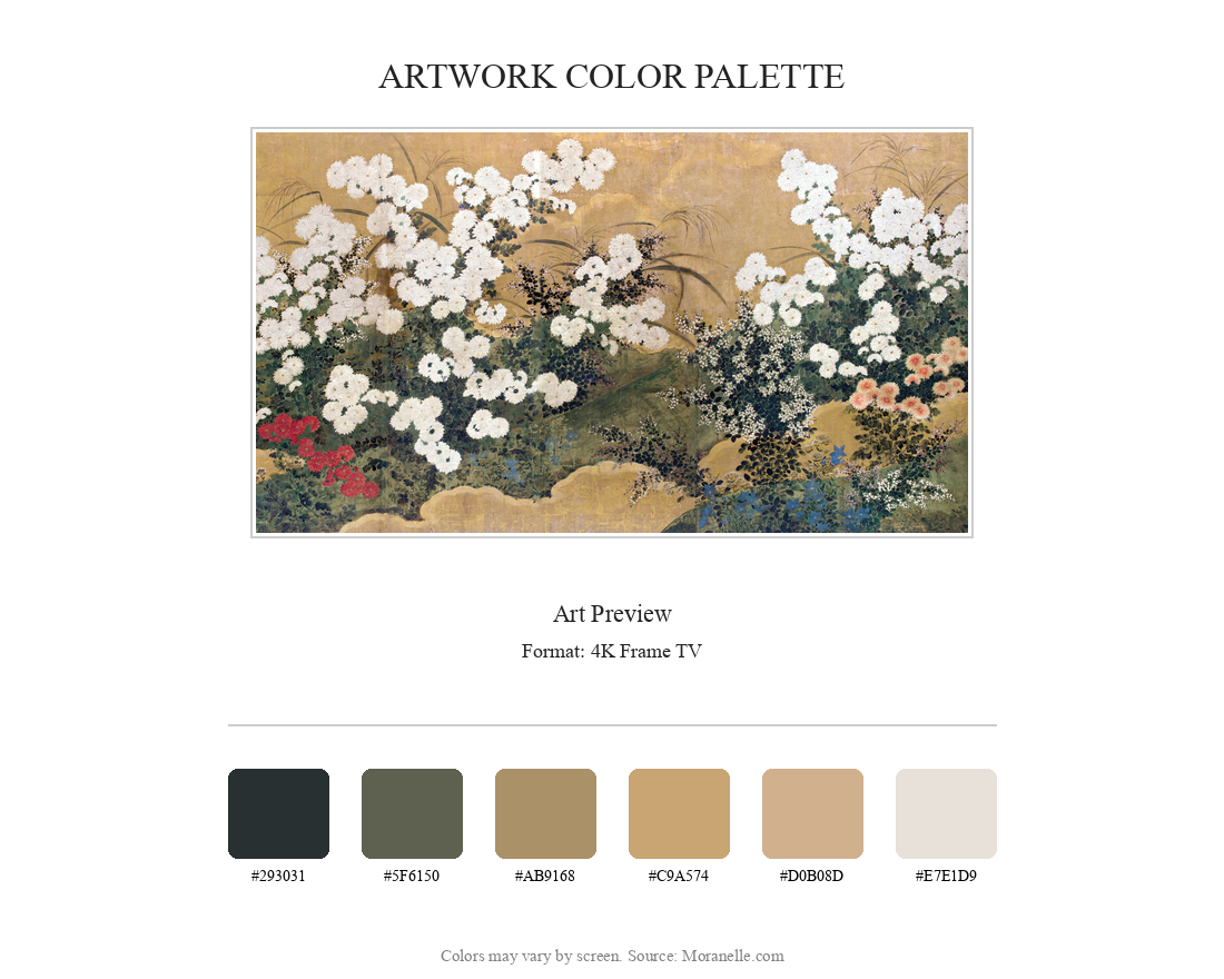 Anonymous, Chrysanthemums and Autumnal Plants – curated color palette inspired by the original artwork, ideal for home decor coordination.