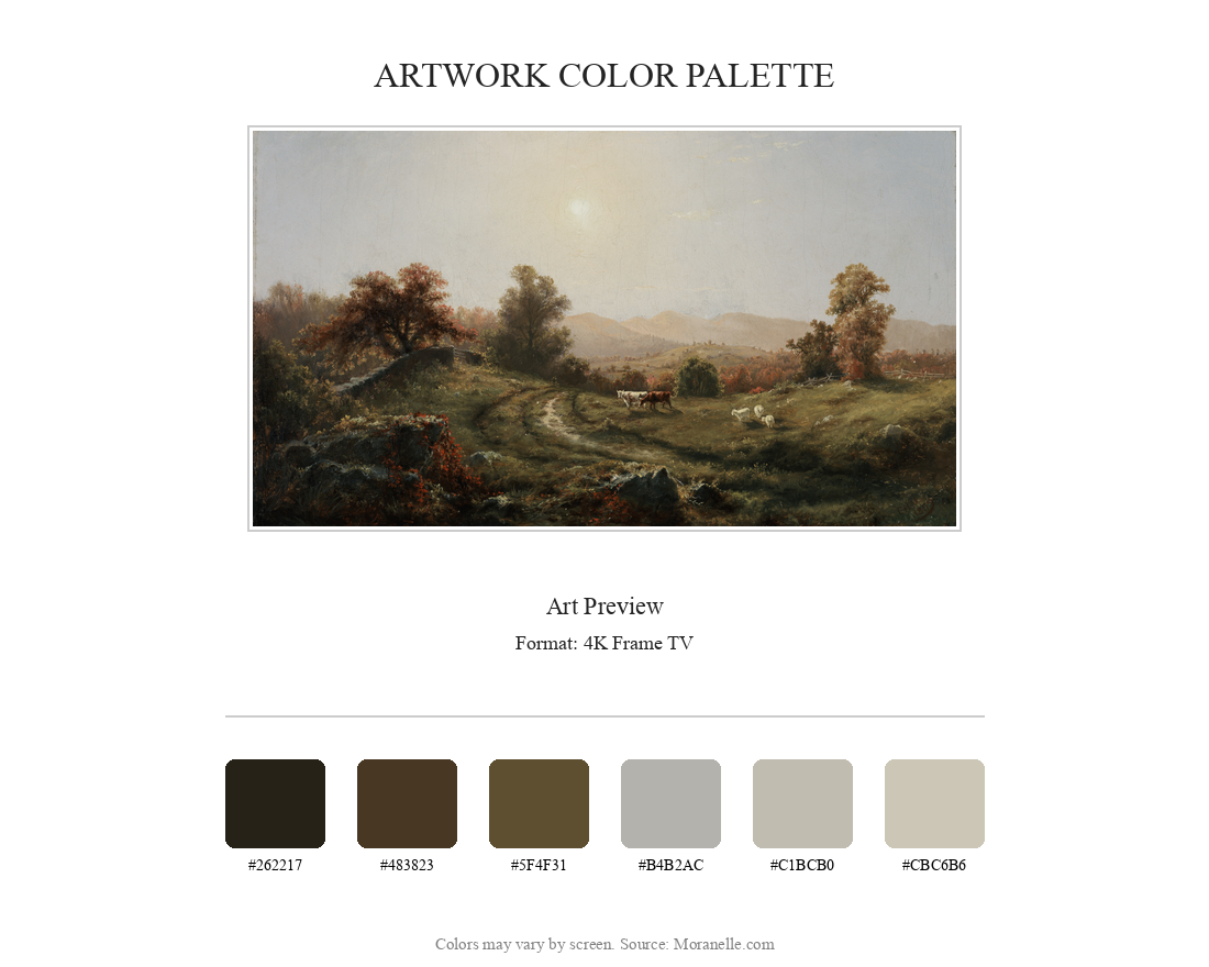 Charles H Moore Landscape - curated color palette inspired by the original artwork, ideal for home decor coordination.