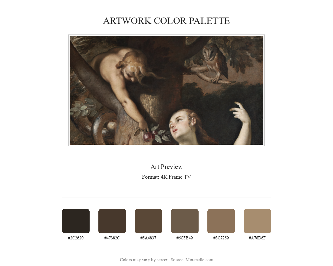 Cornelis Cornelisz van Haarlem, The Fall of Man – curated color palette inspired by the original artwork, ideal for home decor coordination.