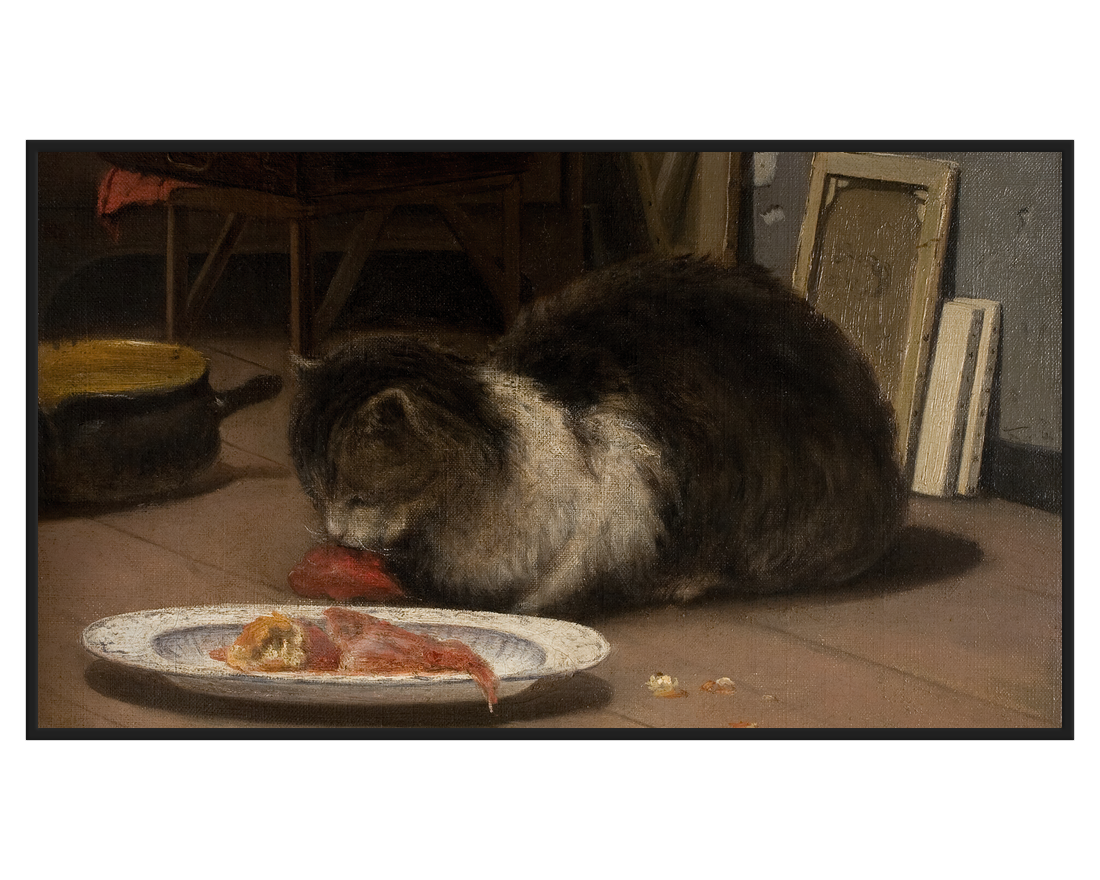 David Jacobsen, Katten i atelieret – full painting reproduction, digital download for Samsung Frame TV.