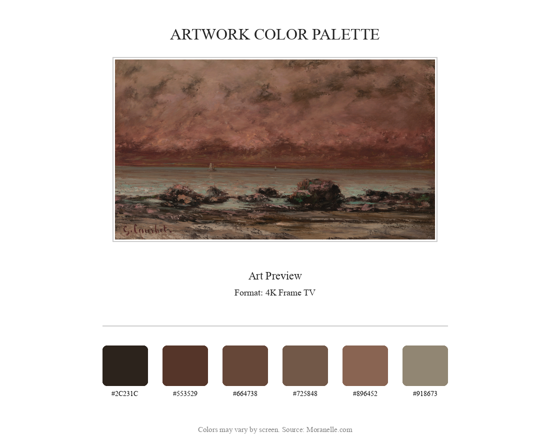 Gustave Courbet, Les Roches Noires à Trouville – curated color palette inspired by the original artwork, ideal for home decor coordination.