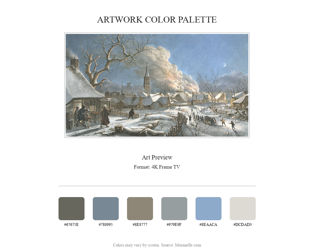 Jacob Cats Winter nacht en vuur - curated color palette inspired by the original artwork, ideal for home decor coordination.
