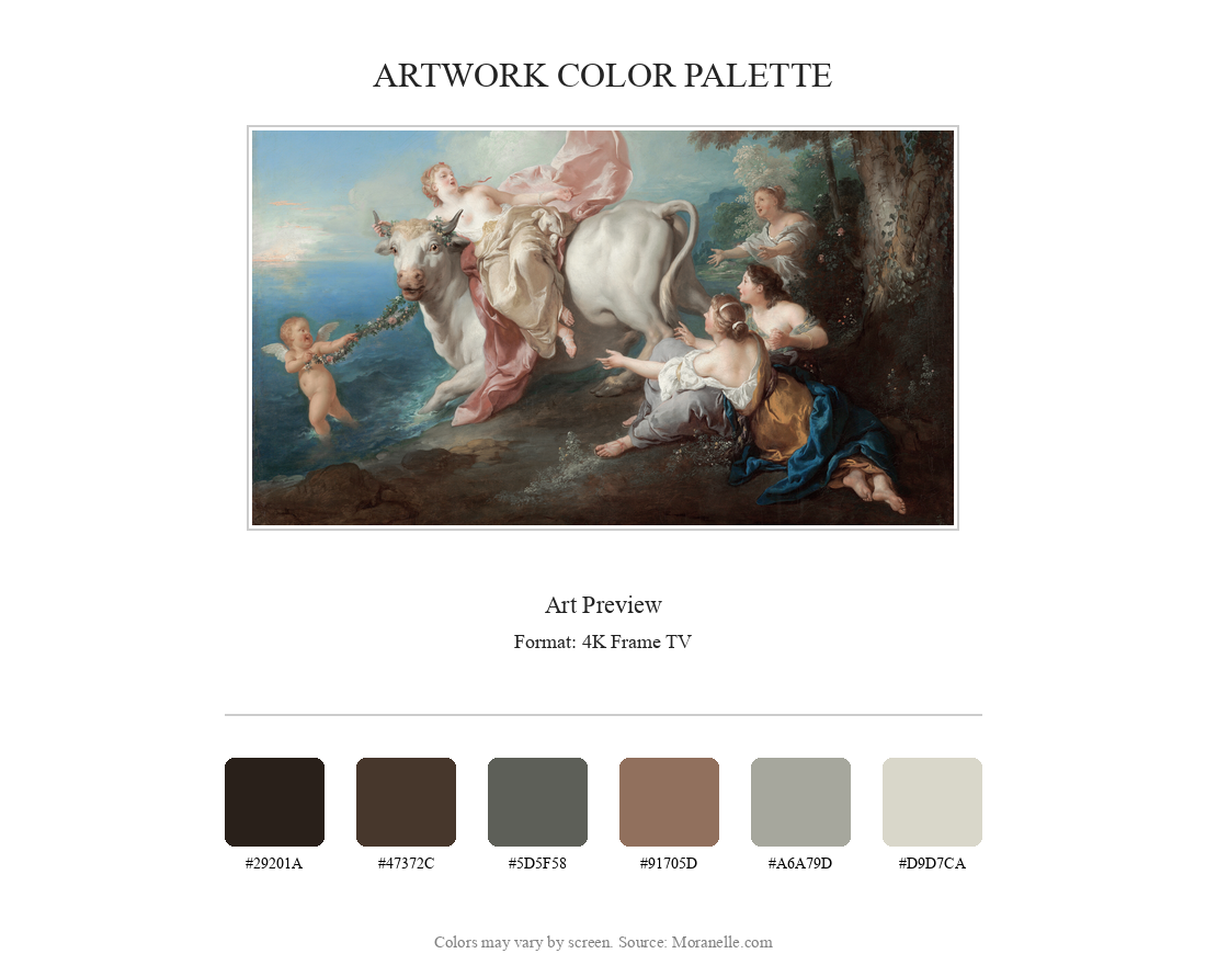 Color palette featuring soft blues, pinks, and warm earth tones.