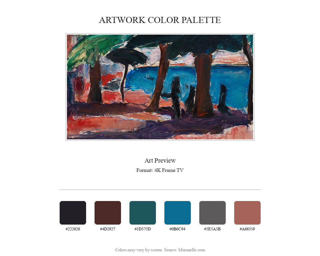 Jens Adolf Emil Jerichau The Quay Bandol - curated color palette inspired by the original artwork, ideal for home decor coordination.