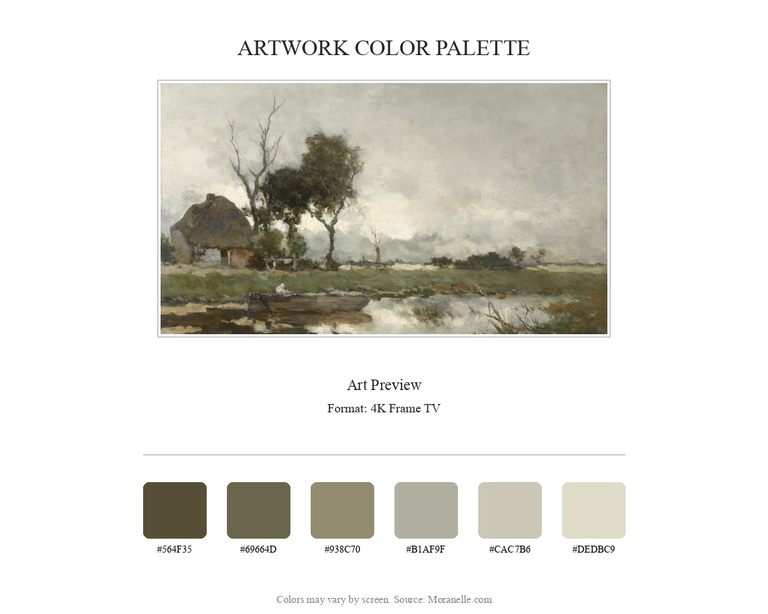 Johan Hendrik Weissenbruch, Herfstlandschap – curated color palette inspired by the original artwork, ideal for home decor coordination.