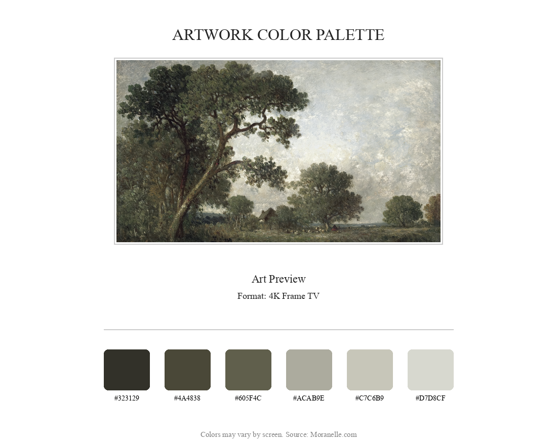 Léon-Victor Dupré, Landscape – curated color palette inspired by the original artwork, ideal for home decor coordination.