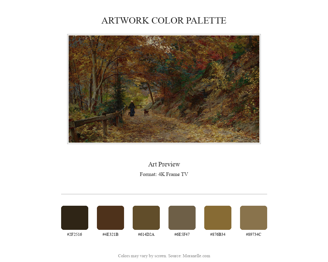 Olga Wisinger-Florian, Fallendes Laub – curated color palette inspired by the original artwork, ideal for home decor coordination.