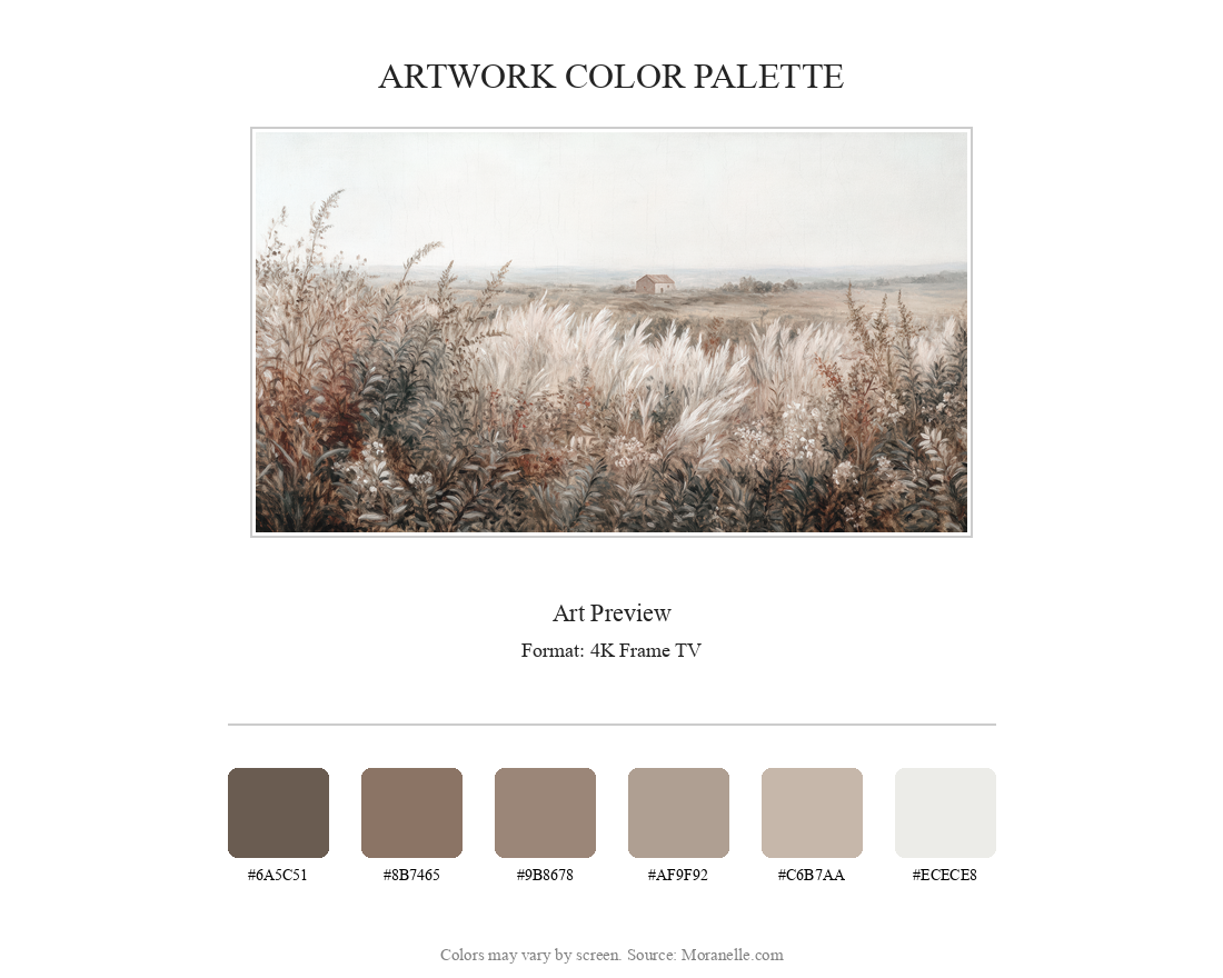 Artwork preview with a palette of soft beige, muted green, and gentle brown tones.