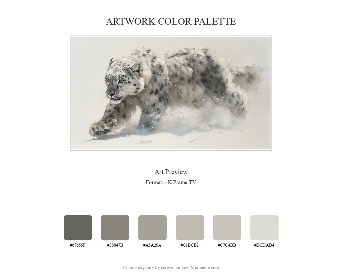 Artwork preview with a palette of whites, grays, and black spots.