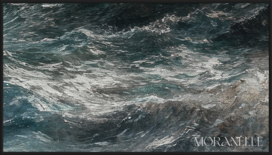 Seascape with large ocean waves - Close-up detail of the artwork with visible surface texture, small features, and clean contours.