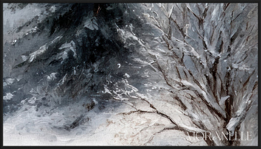 Winter Landscape Painting - Close-up detail of the artwork with visible surface texture, small features, and clean contours.