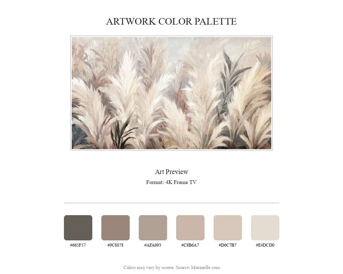 Artwork preview with a palette of soft beige, cream, and muted green.
