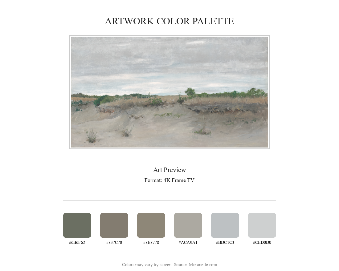 William Merritt Chase, Wind-Swept Sands – curated color palette inspired by the original artwork, ideal for home decor coordination.