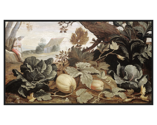 Abraham Bloemaert, Landschap met groenten en vruchten op de voorgrond – full painting reproduction, digital download for Samsung Frame TV.