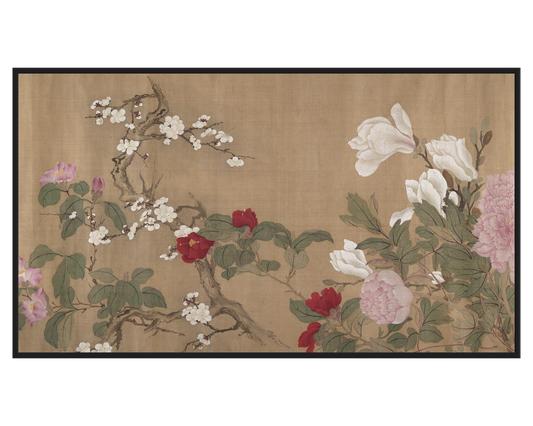 After Yun Shouping, One Hundred Flowers – full painting reproduction, digital download for Samsung Frame TV.