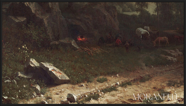 Mountain Landscape Painting - Close-up detail of the artwork with visible surface texture, small features, and clean contours.