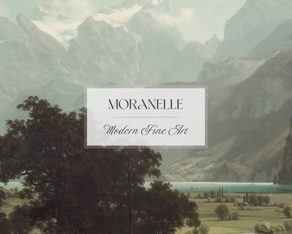 Close-up of the painting showing detailed textures of trees and rocky terrain.