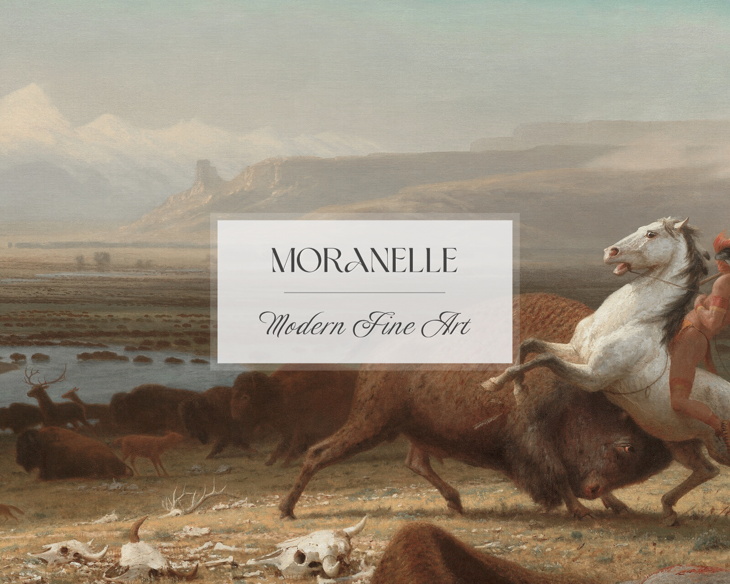 Close-up of the buffalo and the warrior, highlighting the textures of the animals and the horse.