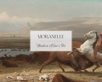 Close-up of the buffalo and the warrior, highlighting the textures of the animals and the horse.