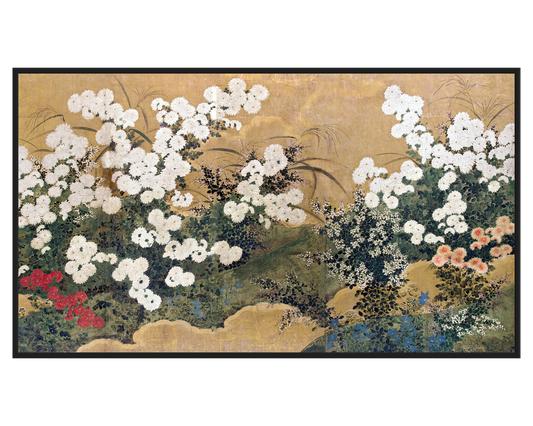 Anonymous, Chrysanthemums and Autumnal Plants – full painting reproduction, digital download for Samsung Frame TV.