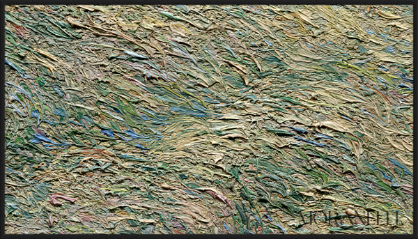 Camille Pissarro Fenaison a Eragny painting details showing the painter brushwork