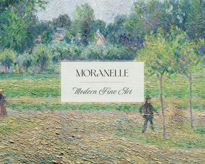 Camille Pissarro, Fenaison à Éragny – close-up view highlighting texture, brushwork, and fine details of the painting.