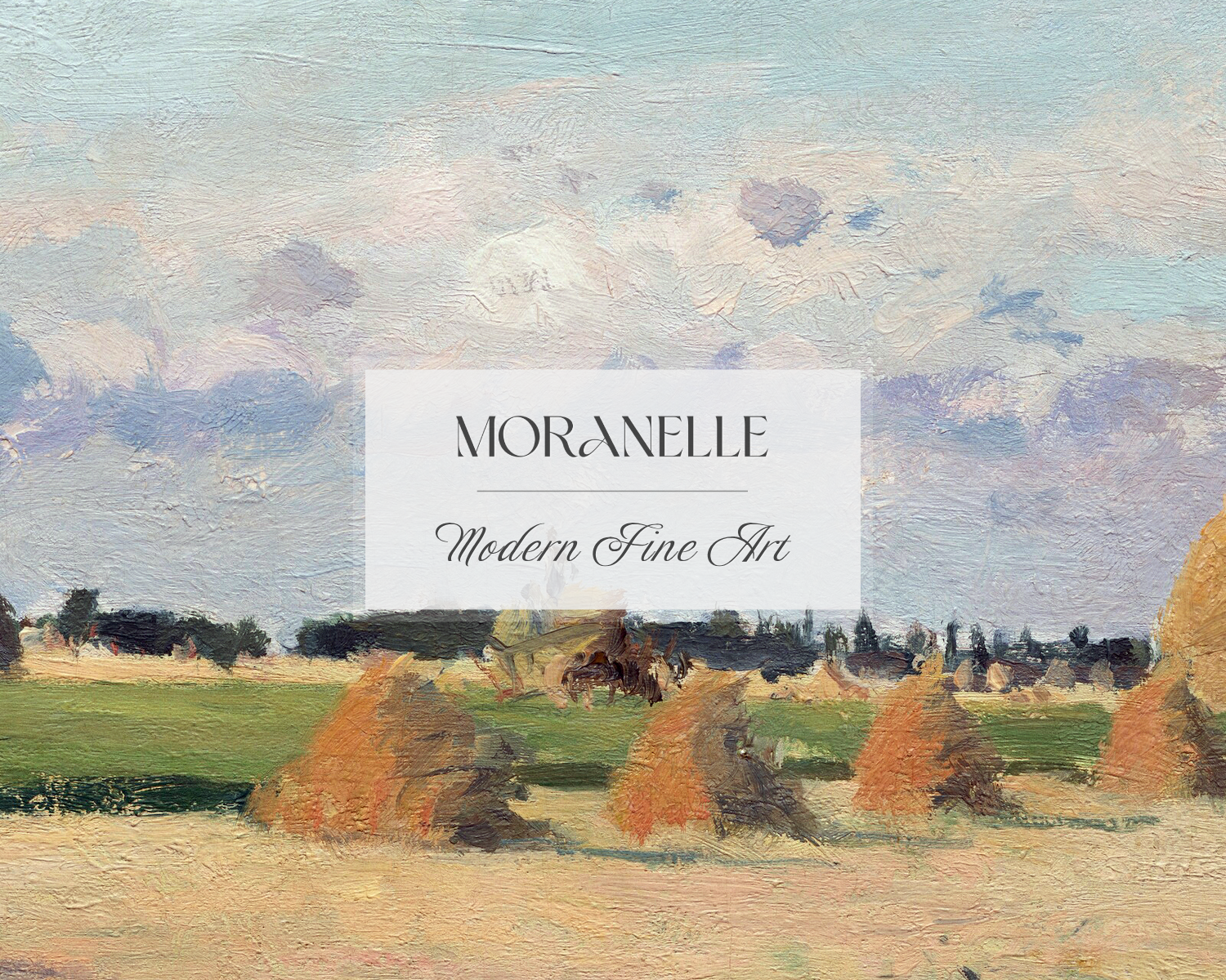 Close-up of the painting highlighting the texture of the haystacks and brushwork.