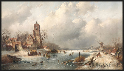 Charles Leickert Wintergezicht - full painting reproduction, digital download for Samsung Frame TV.