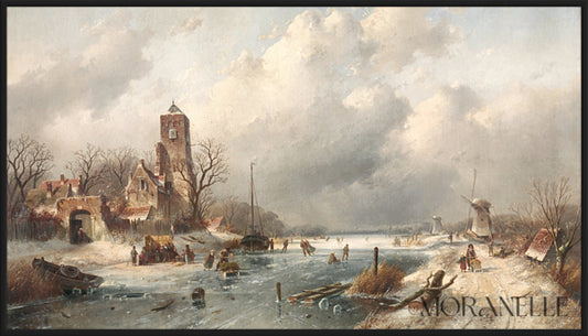 Charles Leickert Wintergezicht - full painting reproduction, digital download for Samsung Frame TV.