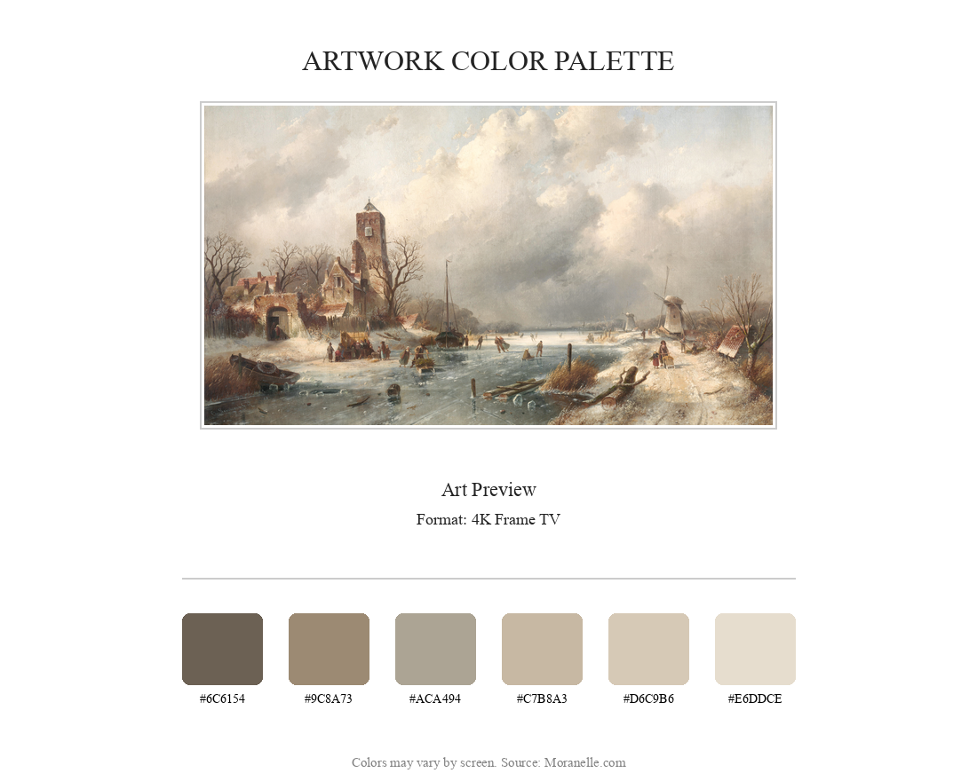Charles Leickert Wintergezicht - curated color palette inspired by the original artwork, ideal for home decor coordination.