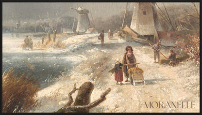 Charles Leickert Wintergezicht - painting details, digital download for Samsung Frame TV.