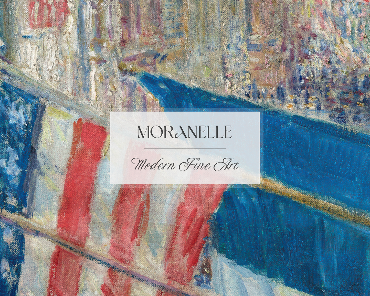 Childe Hassam Allies Day - close-up view highlighting texture, brushwork, and fine details of the painting.