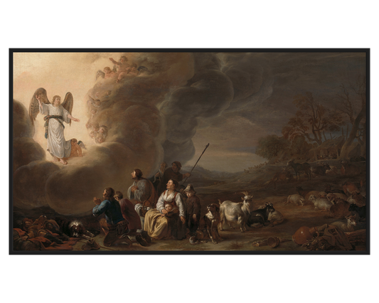 Cornelis Saftleven, The Annunciation to the Shepherd – full painting reproduction, digital download for Samsung Frame TV.