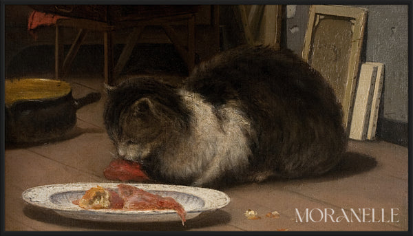 David Jacobsen, Katten i atelieret – full painting reproduction, digital download for Samsung Frame TV.