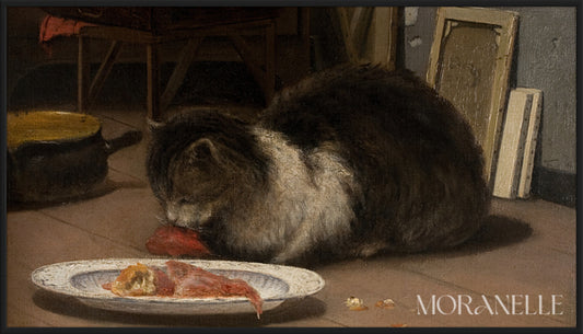 David Jacobsen, Katten i atelieret – full painting reproduction, digital download for Samsung Frame TV.