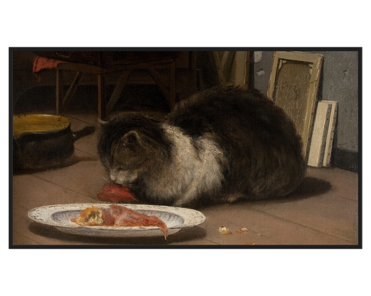 David Jacobsen, Katten i atelieret – full painting reproduction, digital download for Samsung Frame TV.