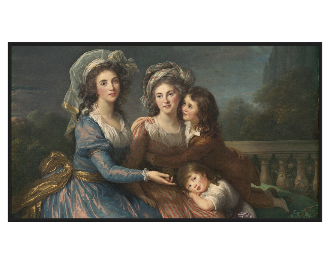Élisabeth Vigée Le Brun, La marquise de Pezay et la marquise de Rougé avec ses fils Alexis et Adrien – full painting reproduction, digital download for Samsung Frame TV.