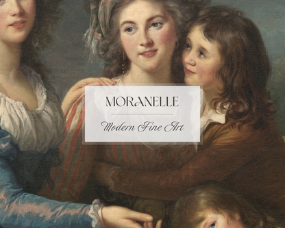 Élisabeth Vigée Le Brun, La marquise de Pezay et la marquise de Rougé avec ses fils Alexis et Adrien – close-up view highlighting texture, brushwork, and fine details of the painting.