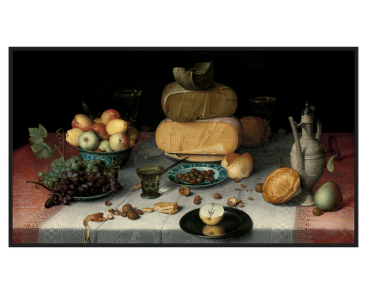 Floris van Dyck, Still Life with Cheese – full painting reproduction, digital download for Samsung Frame TV.