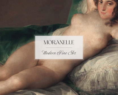 Francisco de Goya, La Maja Desnuda – close-up view highlighting texture, brushwork, and fine details of the painting.