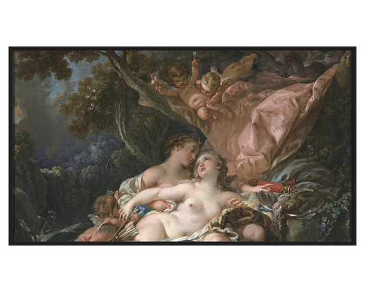 François Boucher, La Nymphe Callisto, séduite par Jupiter sous les traits de Diane – full painting reproduction, digital download for Samsung Frame TV.