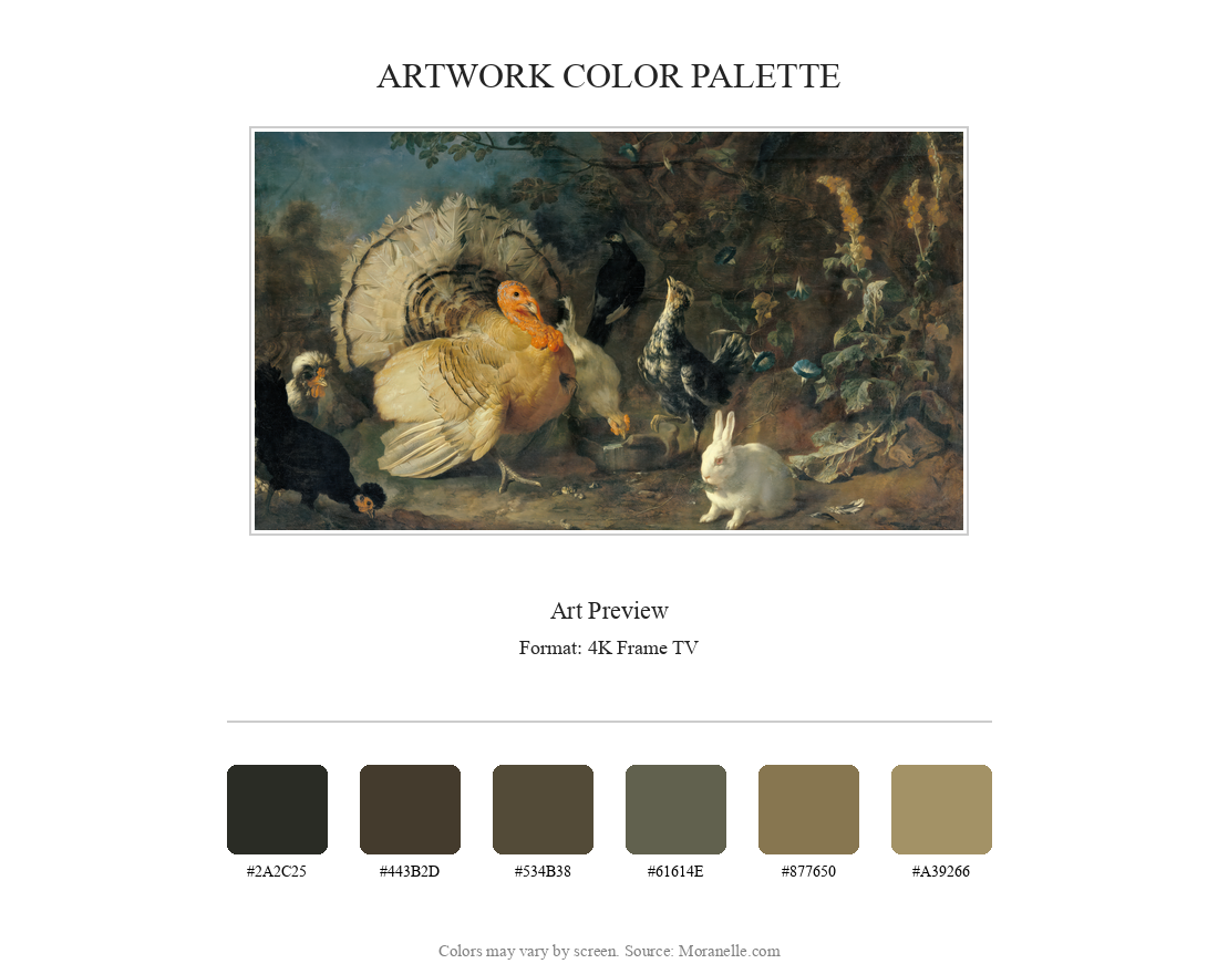 Franz Werner Tamm, Hausgeflügel und Kaninchen - curated color palette inspired by the original artwork, ideal for home decor coordination.