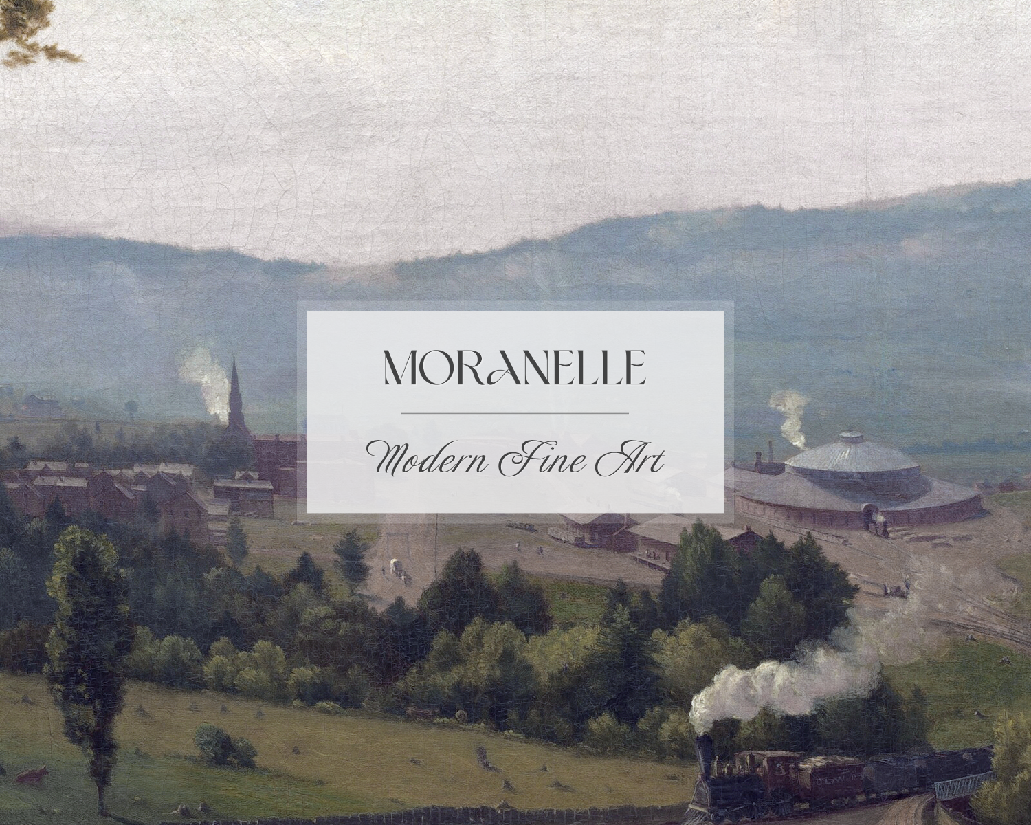 George Inness The Lackawanna Valley, close-up showing the train's steam and details of the surrounding greenery.
