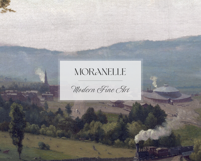George Inness The Lackawanna Valley, close-up showing the train's steam and details of the surrounding greenery.