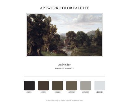 George Inness, The Old Mill - curated color palette inspired by the original artwork, ideal for home decor coordination.