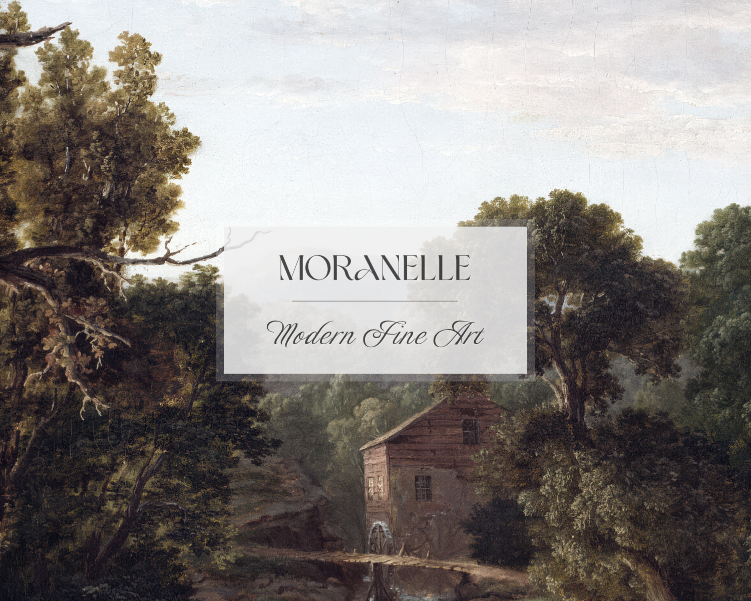 George Inness, The Old Mill - close-up view highlighting texture, brushwork, and fine details of the painting.