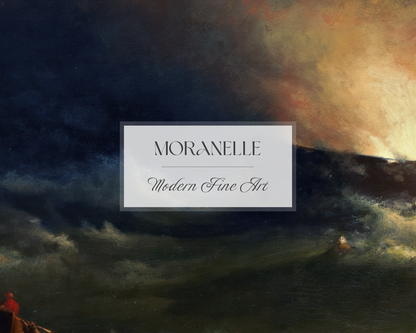 George Inness Tragedy at Sea - close-up view highlighting texture, brushwork, and fine details of the painting.