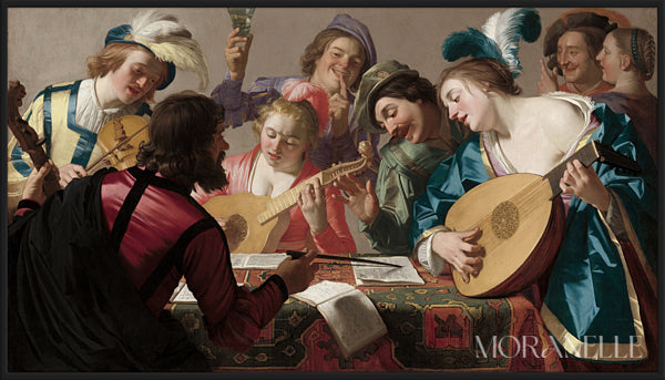 Gerard van Honthorst The Concert Painting featuring musicians playing instruments in a lively scene.