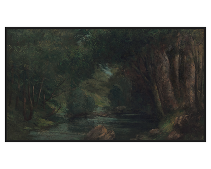 Gustave Courbet, Un Ruisseau dans la Forêt – full painting reproduction, digital download for Samsung Frame TV.