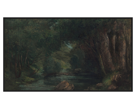 Gustave Courbet, Un Ruisseau dans la Forêt – full painting reproduction, digital download for Samsung Frame TV.